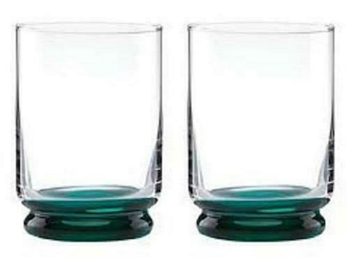 Kate Spade Charles Lane Crystal Whiskey Glasses Pair Mint Green Patricks Day NEW0