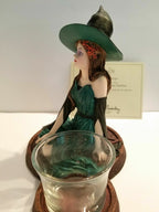 Lenox Halloween Sorceress Witch Votive Figurine Emerald Gown Casting Spell NEW2