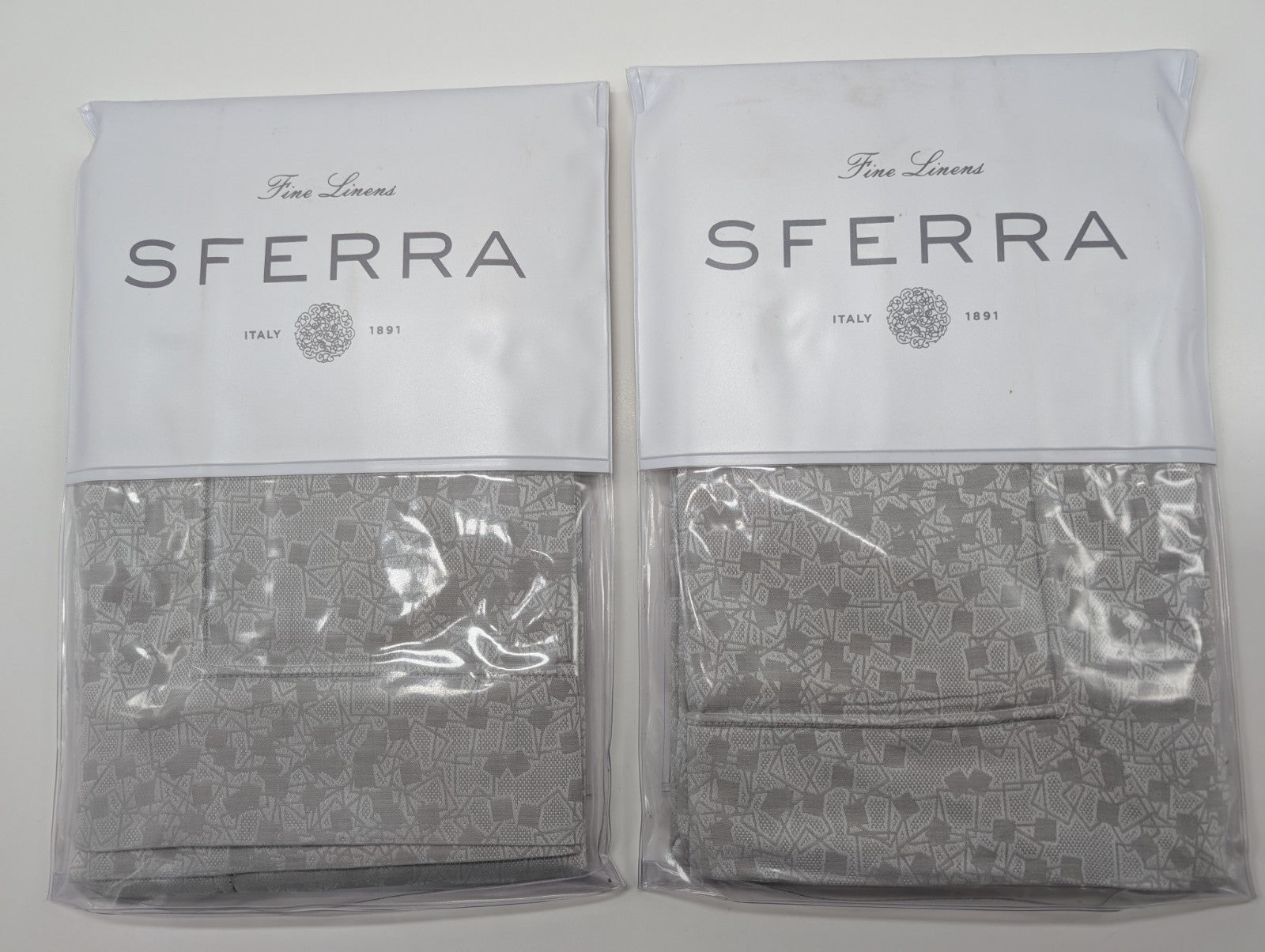 Sferra Catella Grey Euro Sham Pair Squares Cotton Sateen Jacquard Italy NEW0