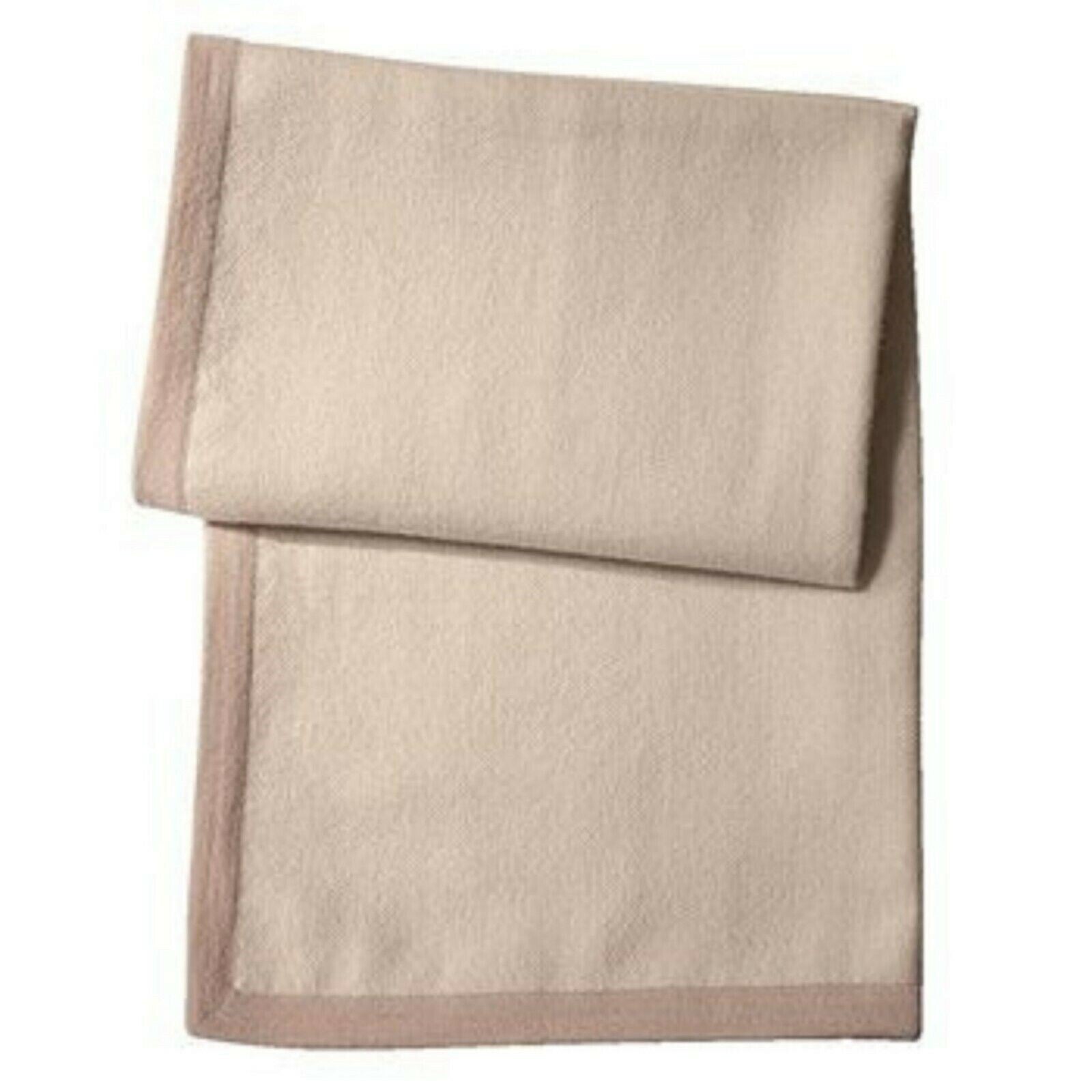 Yves Delorme Visible Beige Throw Blanket Baby Alpaca Border 51"x67" Gift BOX NEW2