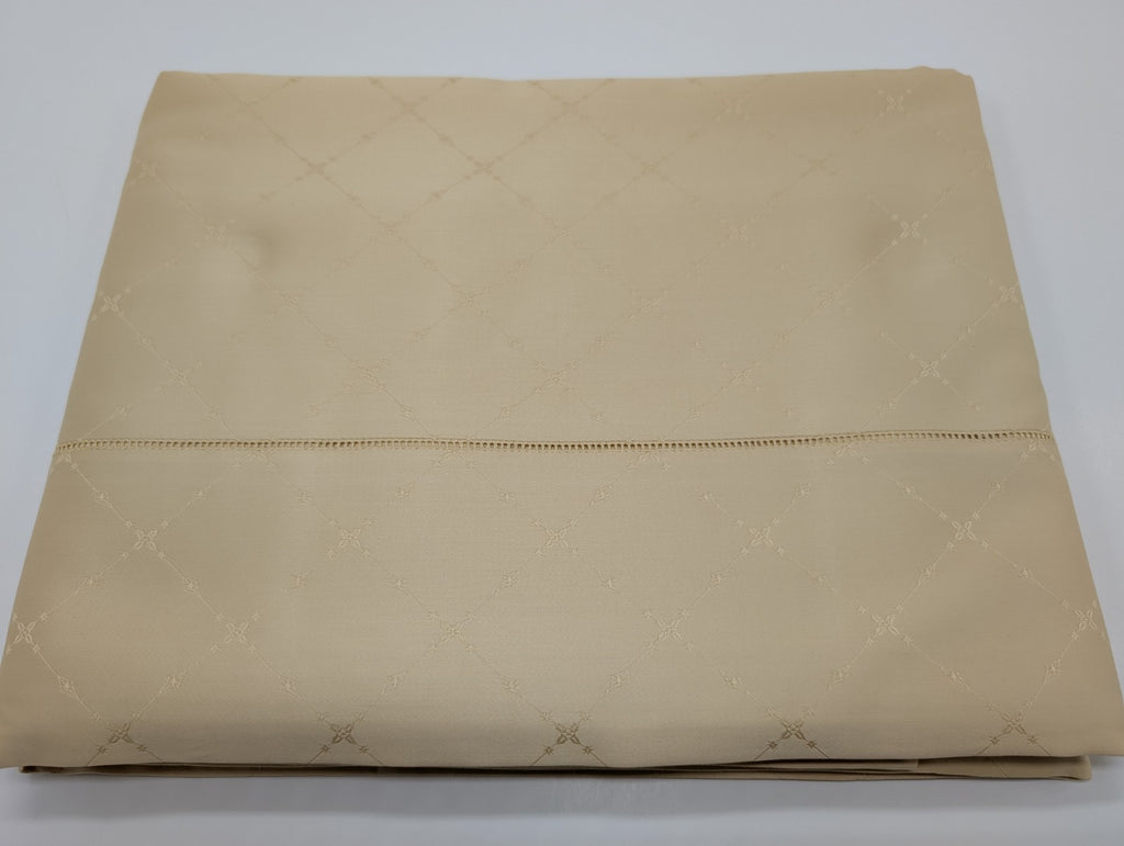 Sferra Colette Gold Queen Flat Sheet Lattice Egyptian Cotton 1020TC Italy NEW2