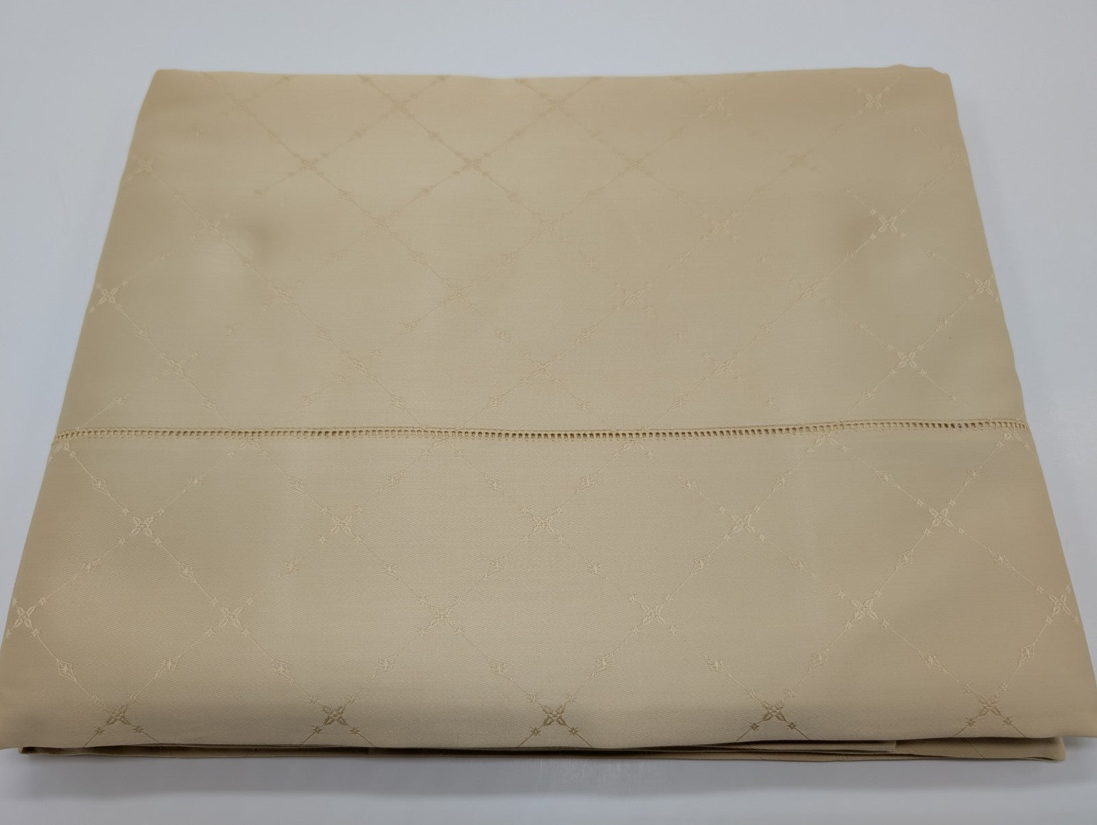 Sferra Colette Gold Queen Flat Sheet Lattice Egyptian Cotton 1020TC Italy NEW2