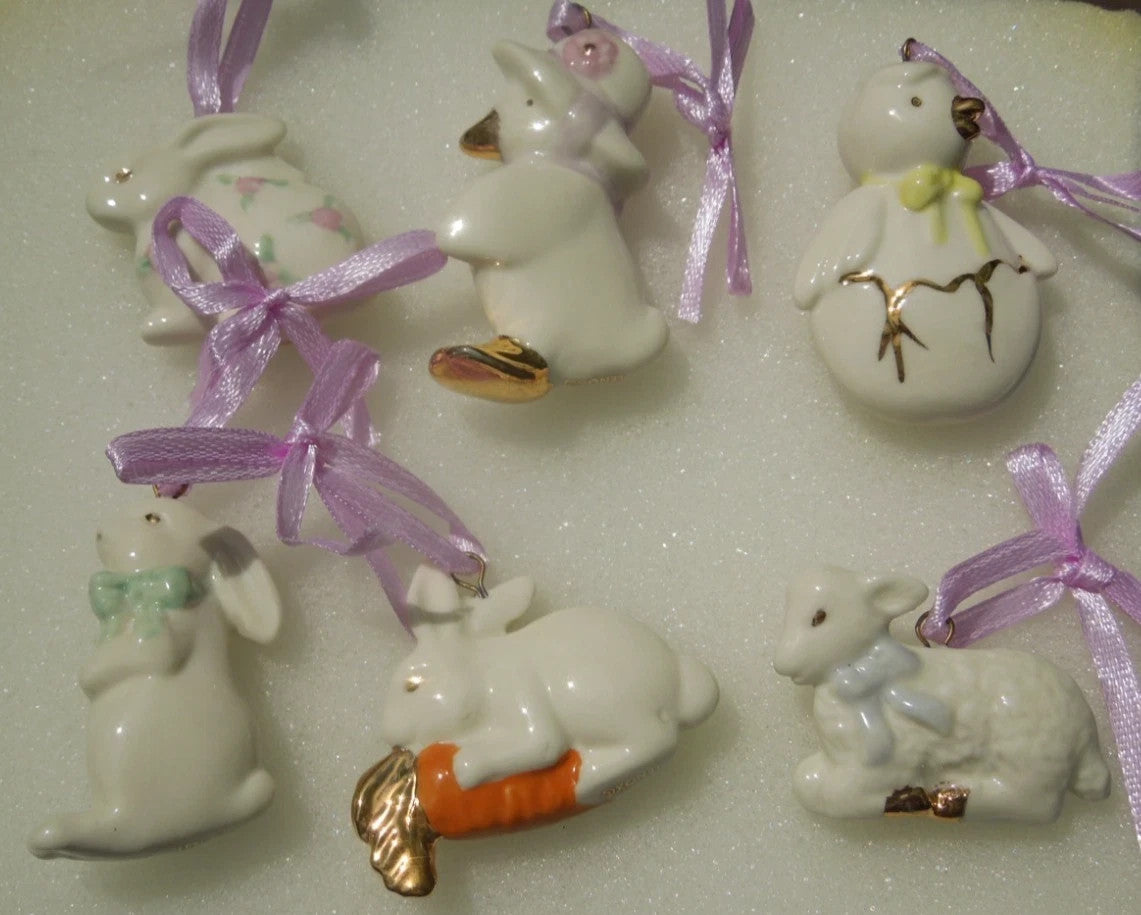 Lenox Easter Original Miniature Tree Ornaments Set of 12 Duck Egg Bunny Lamb NEW7