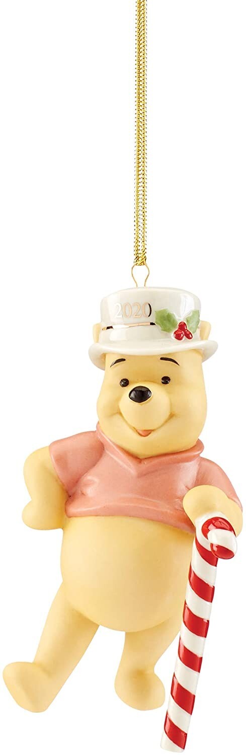 Lenox Disney 2020 Winnie The Pooh Figurine Ornament Christmas Cheer Cane NEW2