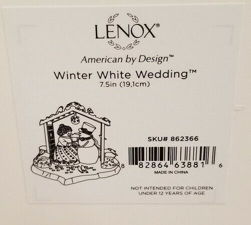 Lenox Snowman Winter White Wedding Figurine Bride Groom Birds Bywaters 7.5" NEW3