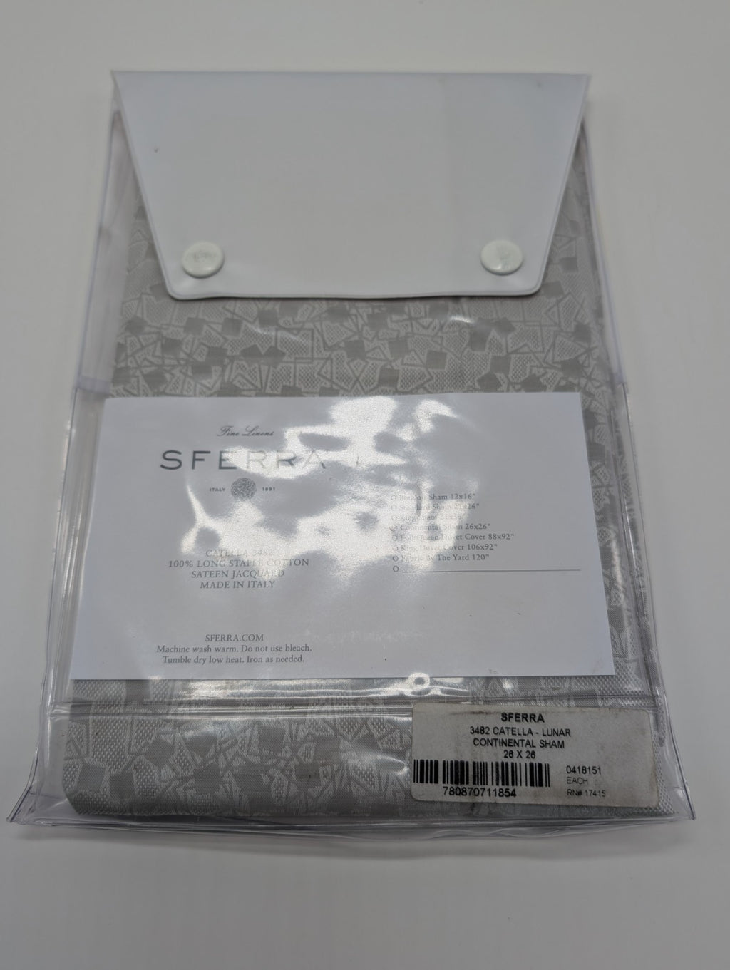 Sferra Catella Grey Euro Sham Squares Cotton Sateen Jacquard Soft Italy NEW17