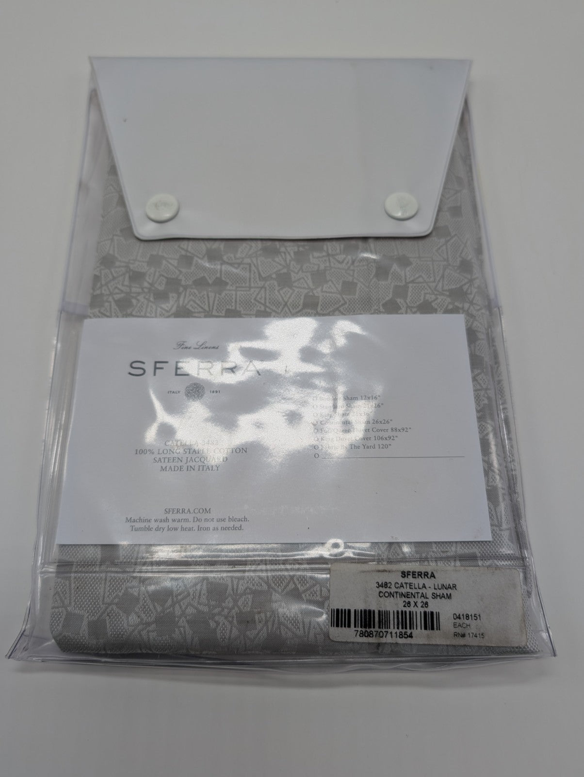 Sferra Catella Grey Euro Sham Squares Cotton Sateen Jacquard Soft Italy NEW17