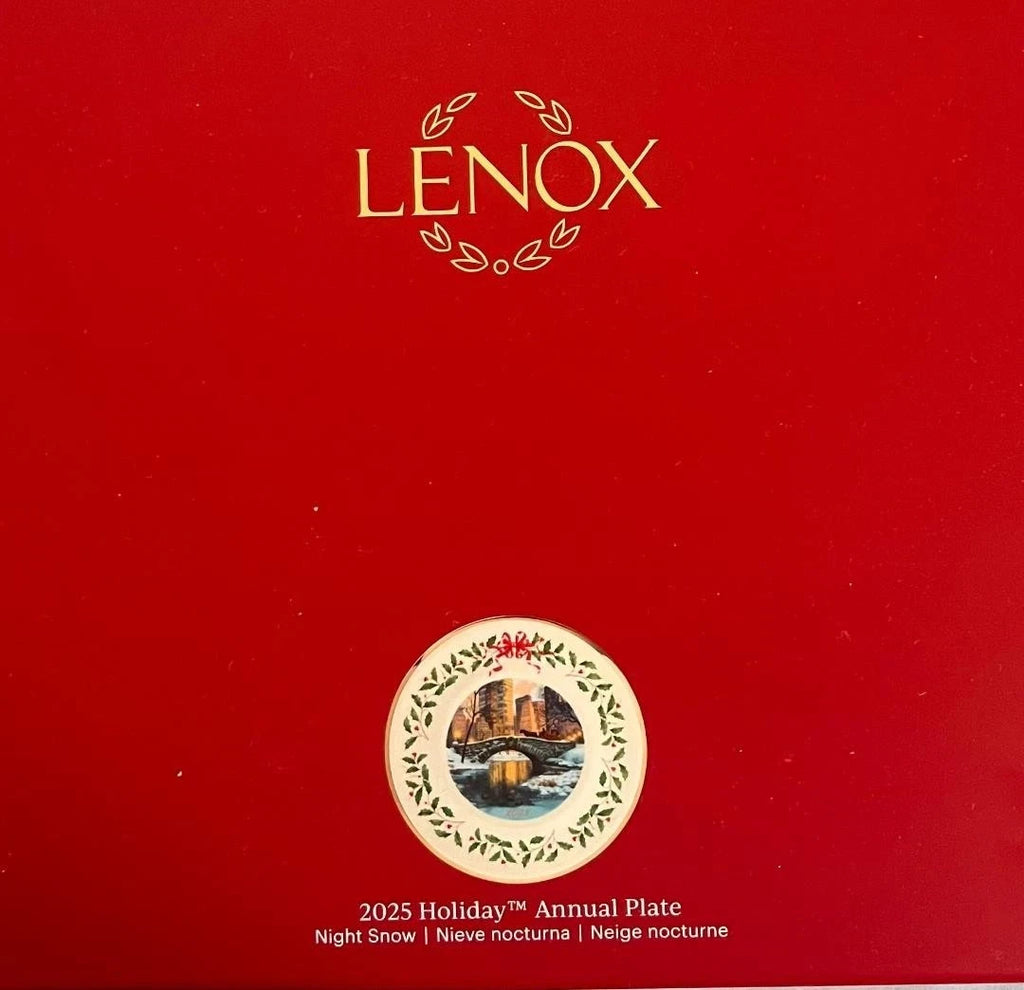 Lenox 2025 Holiday Collector Plate Night Snow Horse Drawn Carriage Bridge LE NEW8