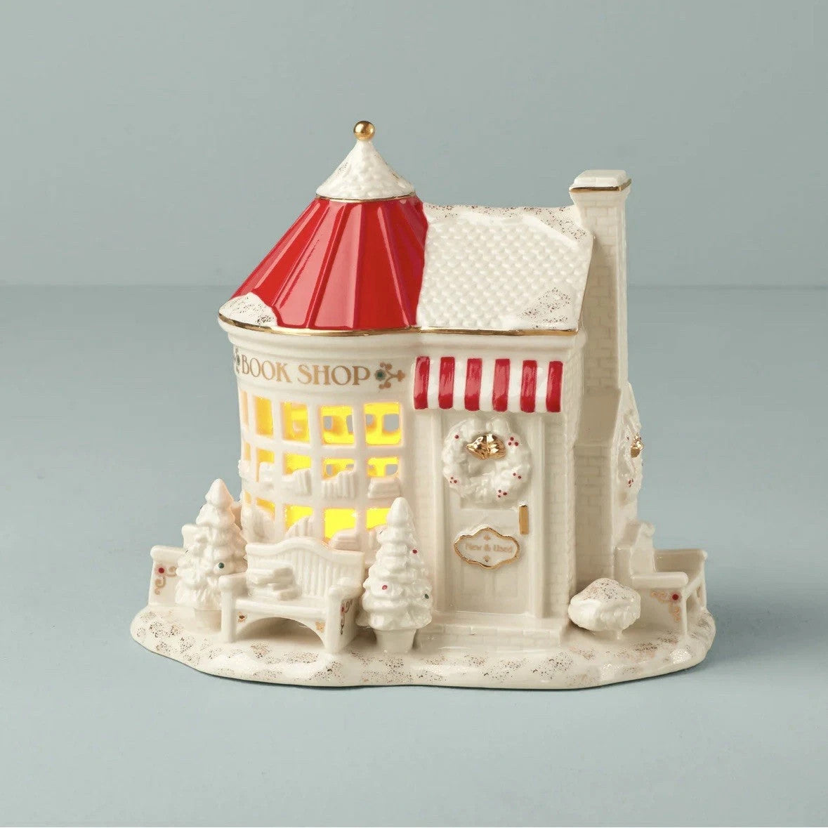 Lenox Mistletoe Park Lighted Book Store Figurine Village Treasures Christmas NEW6