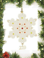 Lenox 2019 Gemmed Snowflake Ornament Annual Red & Green Crystals Christmas NEW1