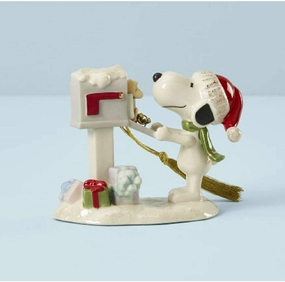 Lenox Peanuts Snoopy's Letter to Santa Ornament Figurine Woodstock Mailbox NEW2