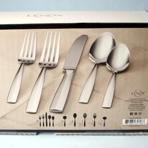 Lenox Talton 77 Piece Flatware Set Service For 12 Stainless Steel 18/10 Chic NEW5