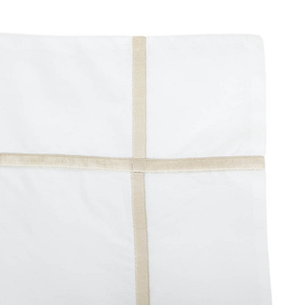 Yves Delorme Athena Queen Duvet Set 3PC Tan Stripes Egyptian Percale 500TC NEW6