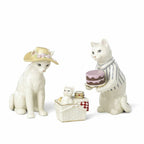 Lenox Cat Family Picnic Figurines 3 PC Victorian Kitten in Basket Hat Cake NEW4