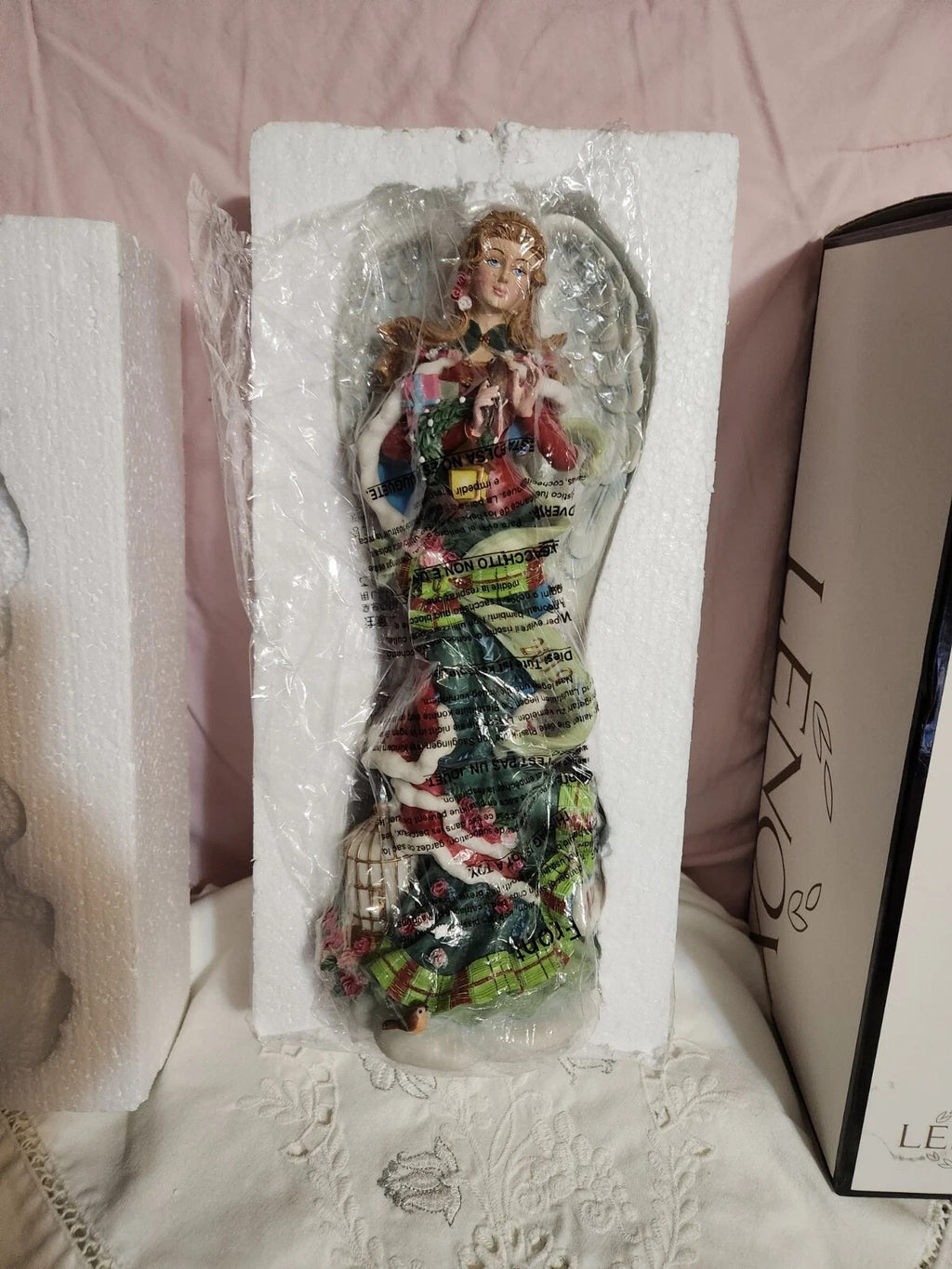 Lenox 2019 Anna Angel of Glory Pencil Figurine Christmas Plaid Ribbon COA LE NEW10