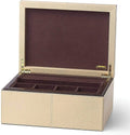 Reed & Barton Melrose Beige Jewelry Box Shagreen Leather Section Suede Tray NEW0