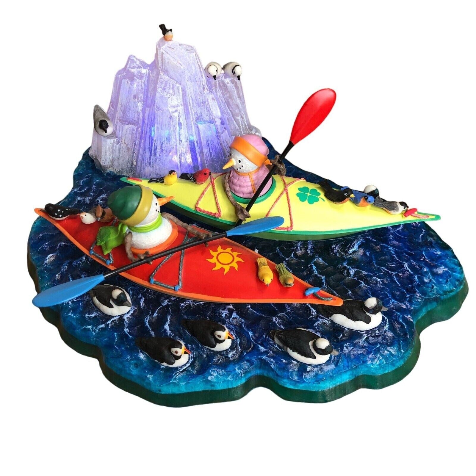 Lenox Lighted Kayaking Snowman Figurine Friends Polar Bear Penguins Bywaters NEW4