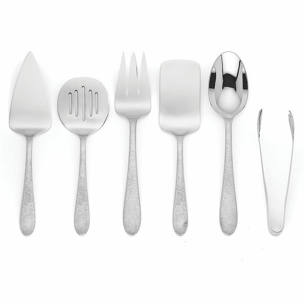 Lenox Garvey Serving Utensil Set 6PC Hostess Flatware Hammer 18/10 Stainless NEW2