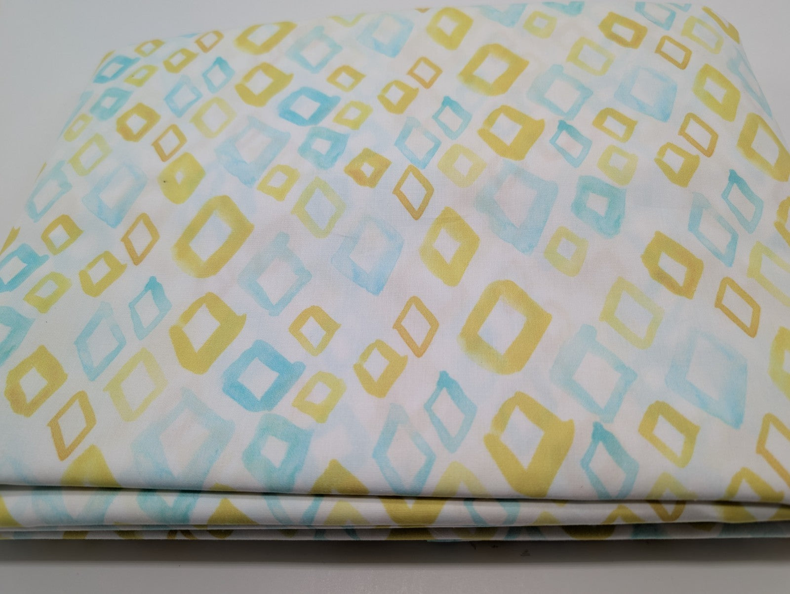 Sferra Geometrico Queen Duvet Set 3PC Aqua Yellow Diamond Percale Print Italy Ne3