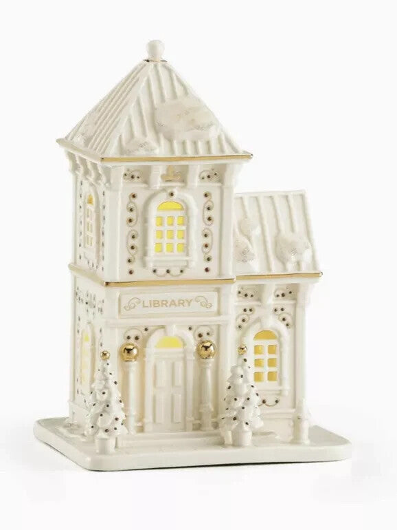 Lenox  Mistletoe Park Lighted Library Figurine Village Treasures Christmas NEW5