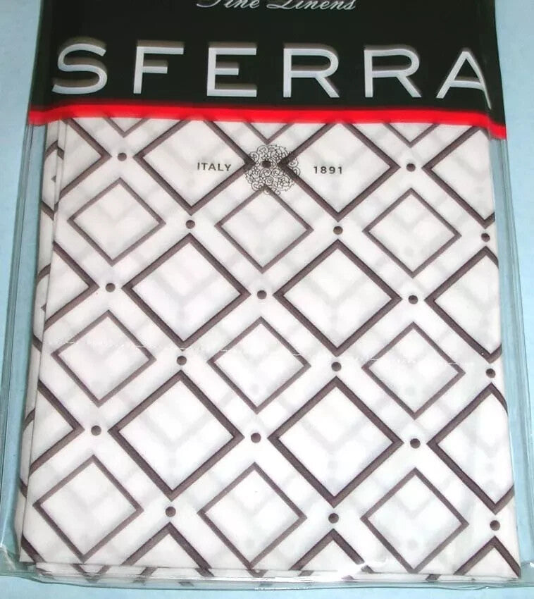 Sferra Deagan Euro Sham White/Aubergine Purple Egyptian Cotton Percale Italy New8