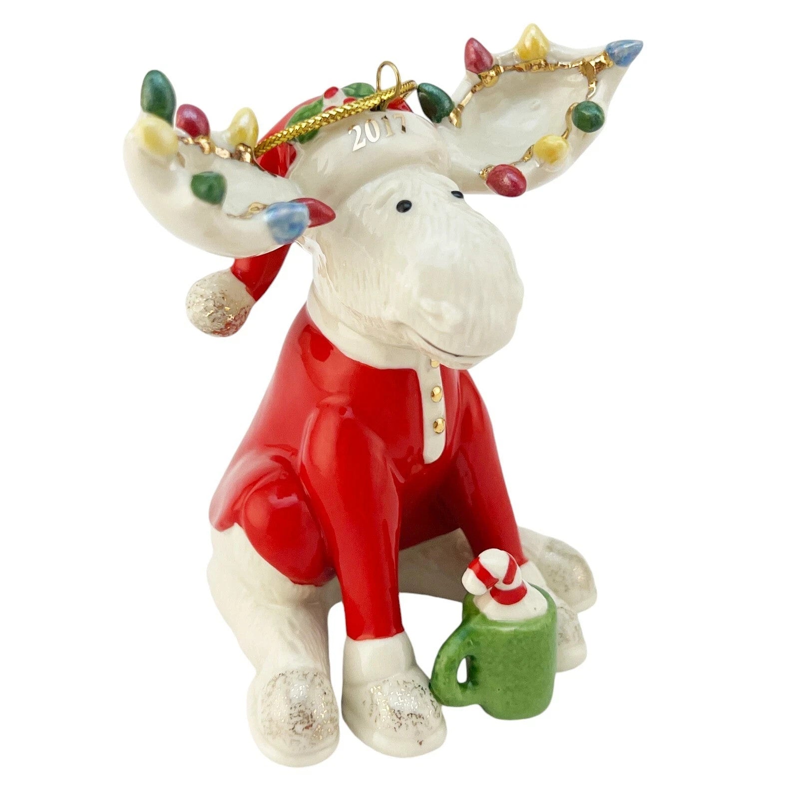 Lenox 2017 Bedtime Moose Ornament Figurine Annual Marcel Pajamas Christmas NEW6
