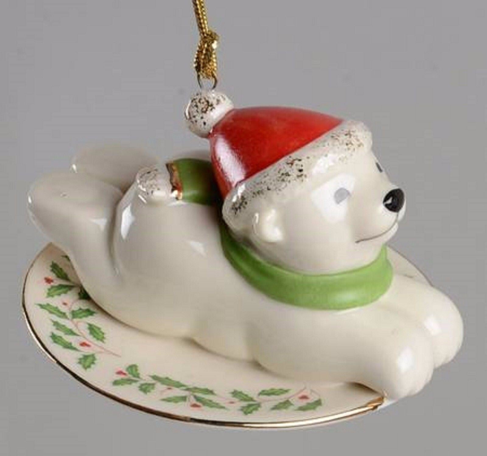 Lenox The Polar Bear Express Ornament Holiday Pattern Saucer Sled Christmas NEW2