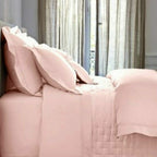 Yves Delorme Triomphe Pink King Shams Pair Blush Saddle Stitch Cotton Sateen NEW1