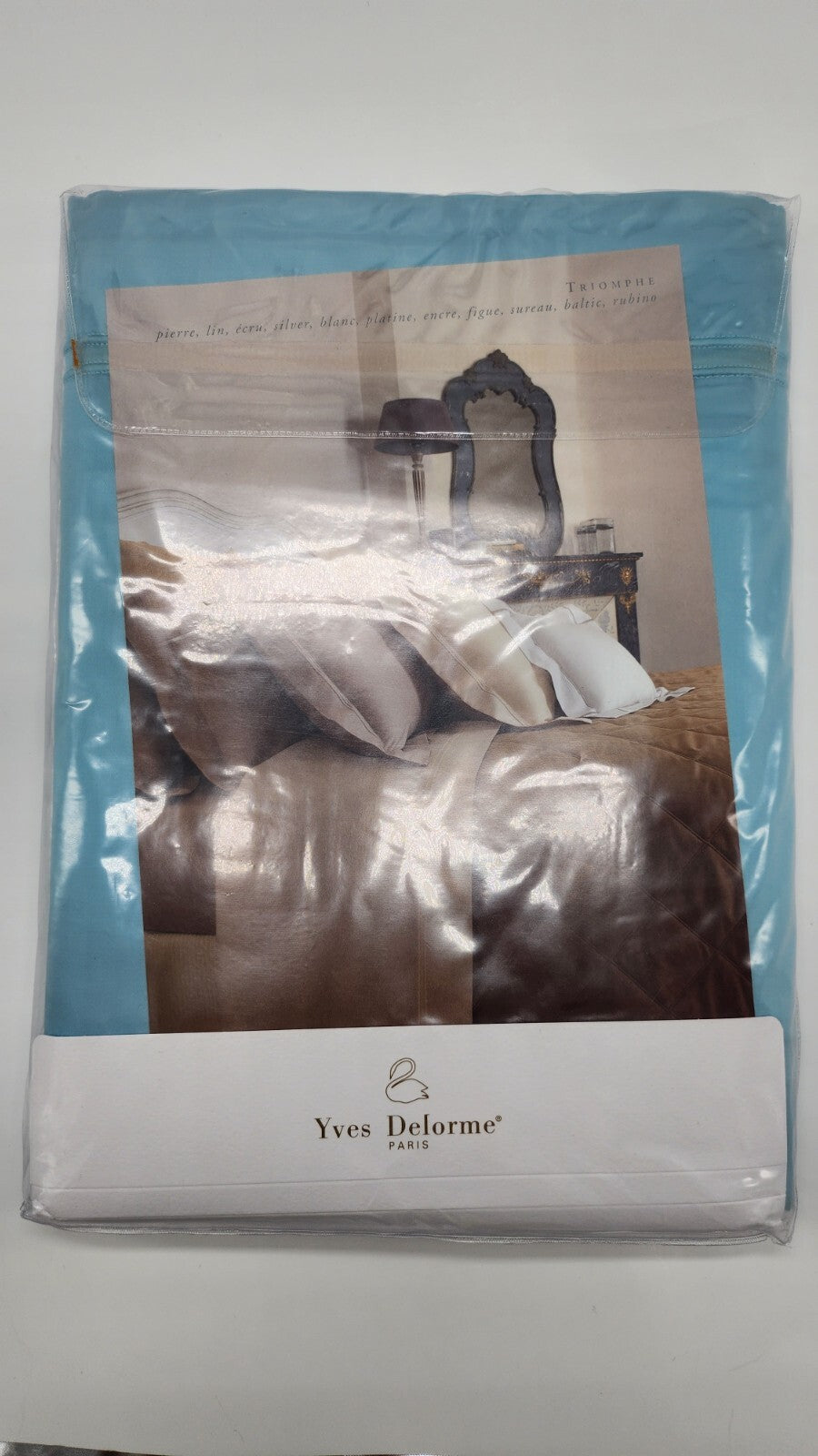 Yves Delorme Triomphe Aqua Queen Duvet Set 3PC Egyptian Cotton Sateen Lagon NEW3
