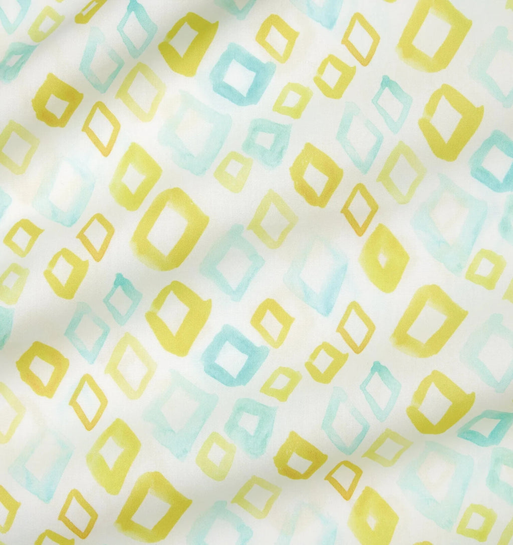 Sferra Geometrico Queen Duvet Set 3PC Aqua Yellow Diamond Percale Print Italy Ne11