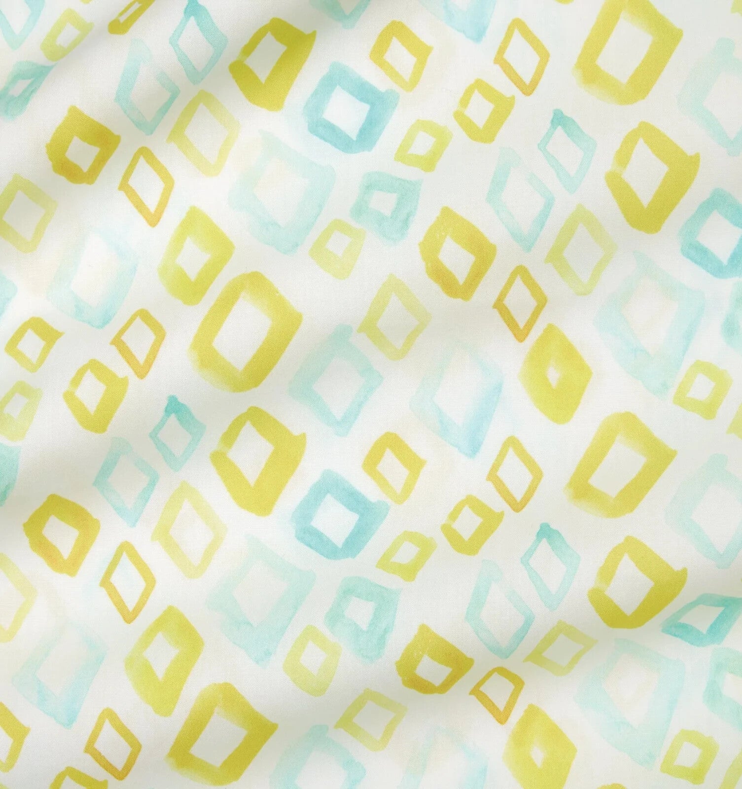 Sferra Geometrico Queen Duvet Set 3PC Aqua Yellow Diamond Percale Print Italy Ne11