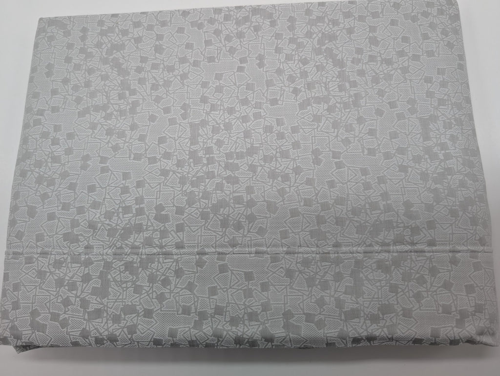Sferra Catella Queen Grey Duvet Cover Squares Cotton Sateen Jacquard Italy NEW12