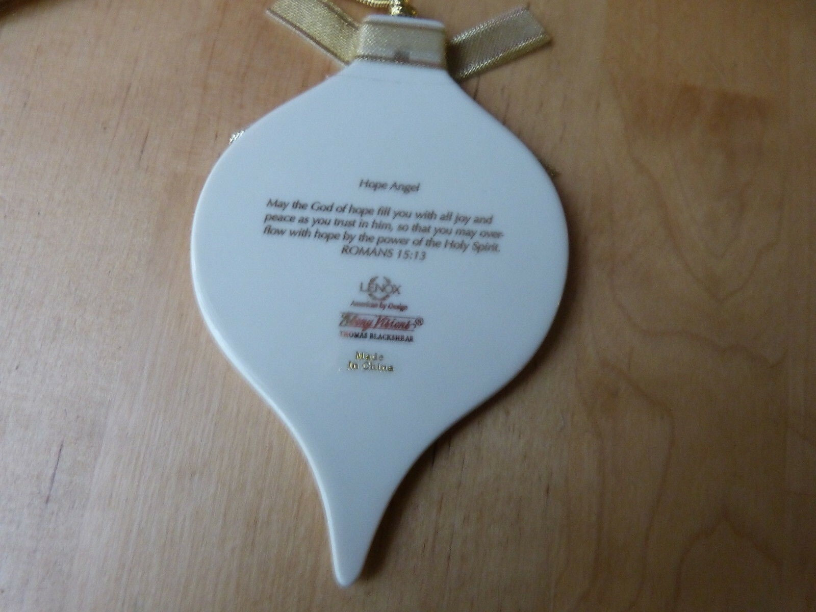 Thomas Blackshear Angel Of Hope Ornament Ebony Visions Lenox Christmas LE NEW1