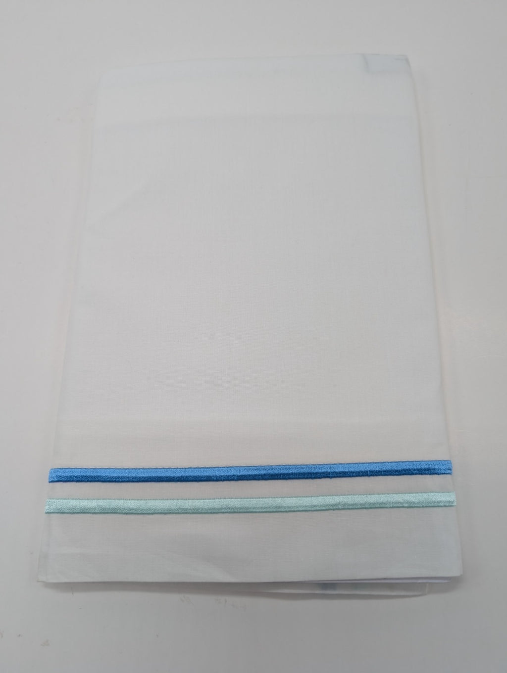 Sferra Tratto White Standard Sham Blue Satin Stitch Lines Embroidery  Italy NEW15