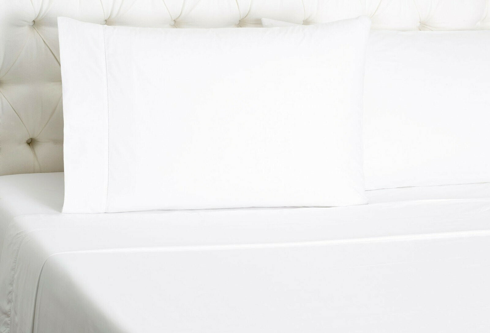 Sferra Gino White Queen Sheet Set 4 PC Solid 100% Cotton Percale 450TC Italy NEW2