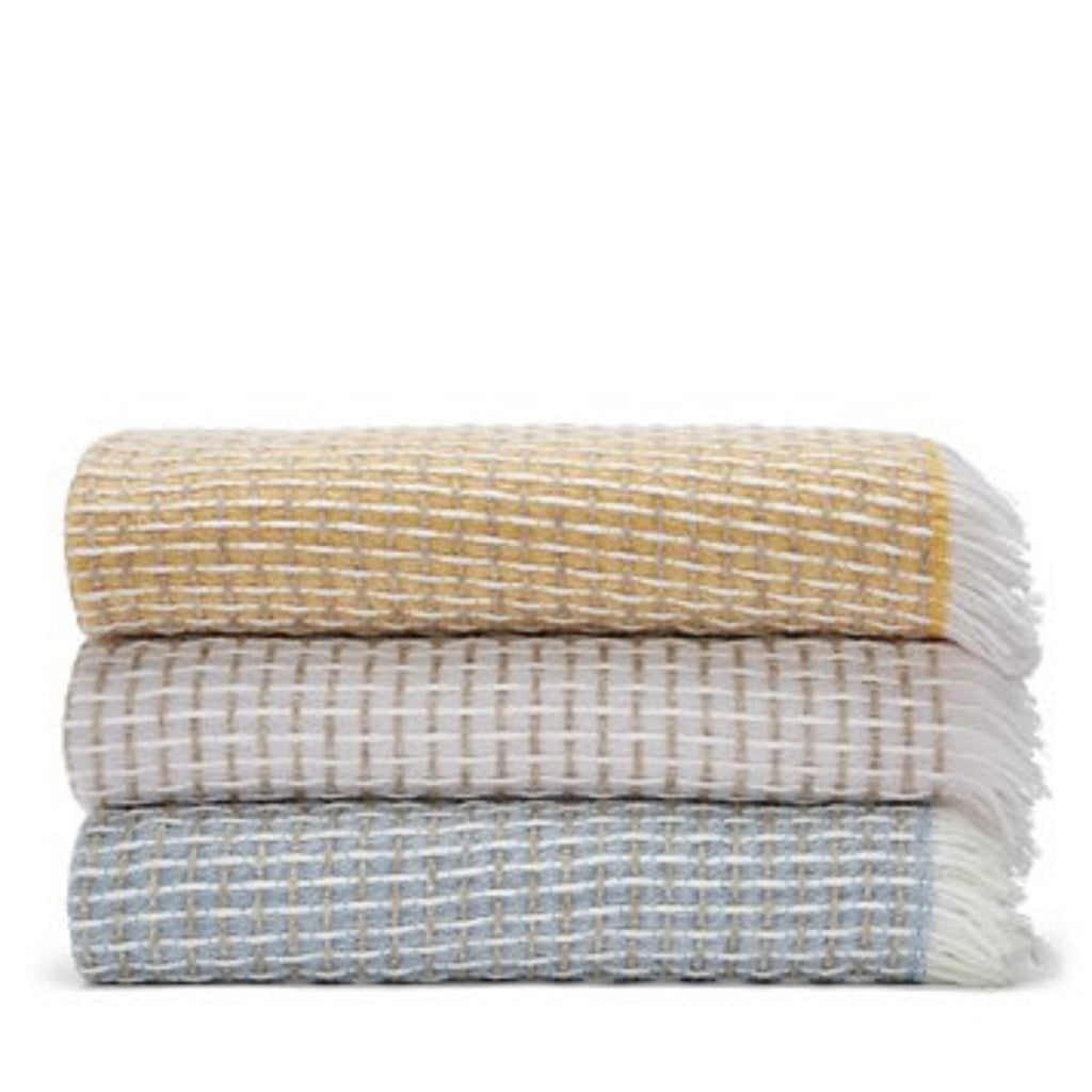 Sferra Vitta Honey Throw Blanket Cashmere Blend Fringed Basket Weave Italy NEW5