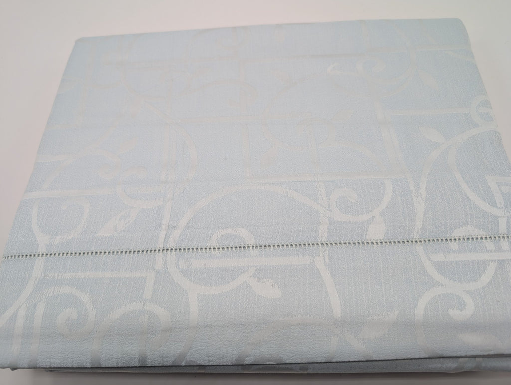 Sferra Graticcio Aquamarine King Duvet Set 3PC Cotton Sateen Jacquard Italy NEW14