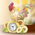 Lenox Rooster Clock Figurine Country Gentleman Colorful Sunflowers Quartz 9" NEW5