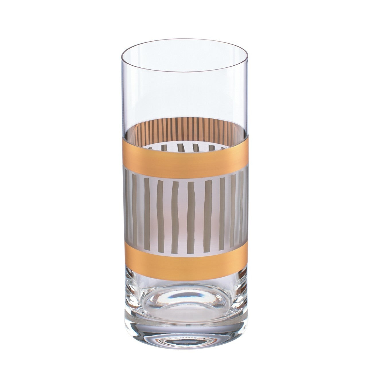 Lenox Wainwright La Rochelle Highball Glasses Set 4 Gold & Platinum Stripes NEW1