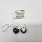 Baccarat Crystal Onyx Heart Earrings Coeur Sterling Silver Wire Drop 1.25" NEW2