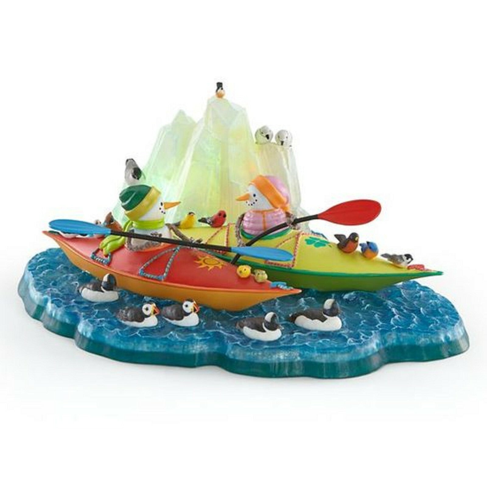 Lenox Lighted Kayaking Snowman Figurine Friends Polar Bear Penguins Bywaters NEW0