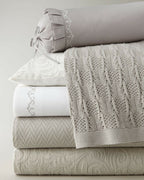 Sferra San Servo Hannah Grey Euro Shams Pair Floral 100% Cotton Matelasse NEW4
