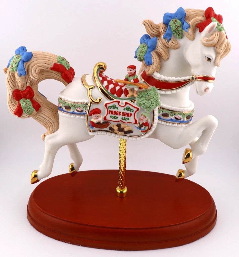 Lenox 2018 Carousel Horse Figurine Santa's Fudge Shop Christmas Elf Jockey NEW13