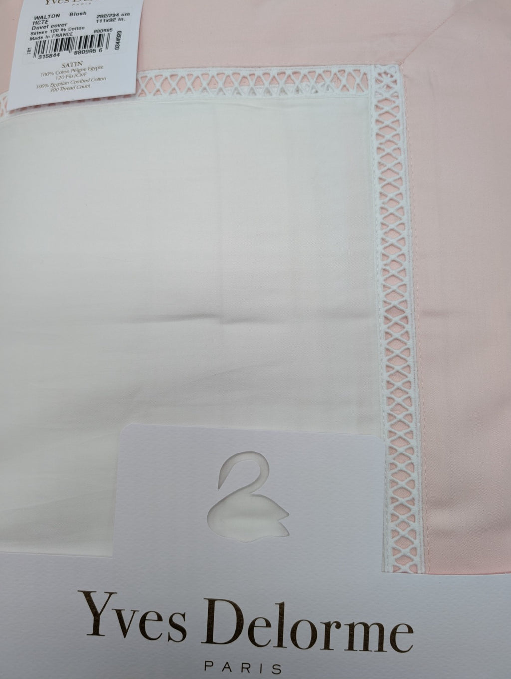 Yves Delorme Walton White  King Duvet Set 3PC  Blush Insert Egyptian Cotton NEW8