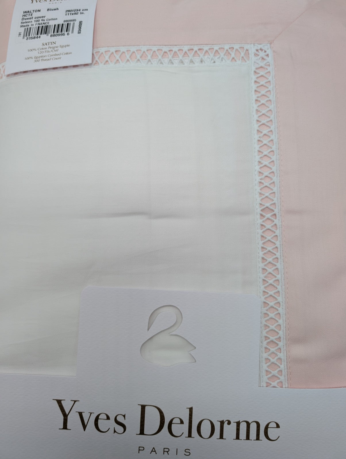 Yves Delorme Walton White  King Duvet Set 3PC  Blush Insert Egyptian Cotton NEW8