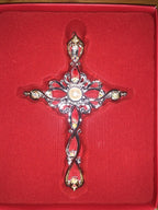 Lenox Gemmed Cross Ornament Filigree Silver Pearl Crystals 2015 Christmas NEW11