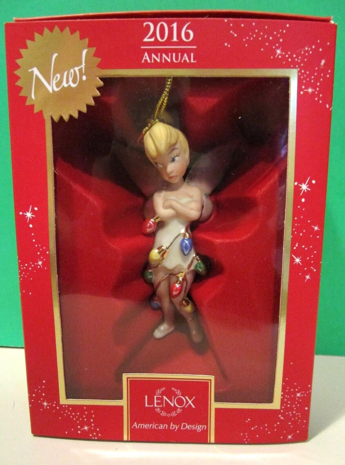 Lenox Disney 2016 Tinkerbell Ornament Figurine Annual All Wrapped Up Fairy NEW12