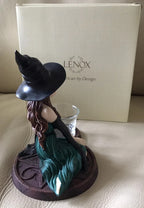 Lenox Halloween Sorceress Witch Votive Figurine Emerald Gown Casting Spell NEW6