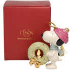 Lenox Peanuts Snoopy's Christmas Wreath Ornament Figurine Woodstock Beagle NEW12