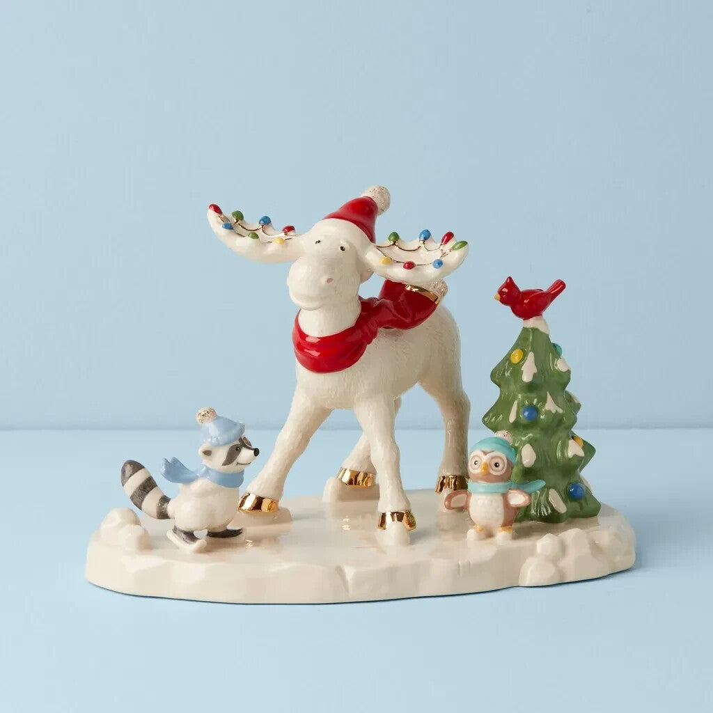 Lenox 2022 Marcel Moose Skating Party Figurine Forest Friends Christmas LE NEW4